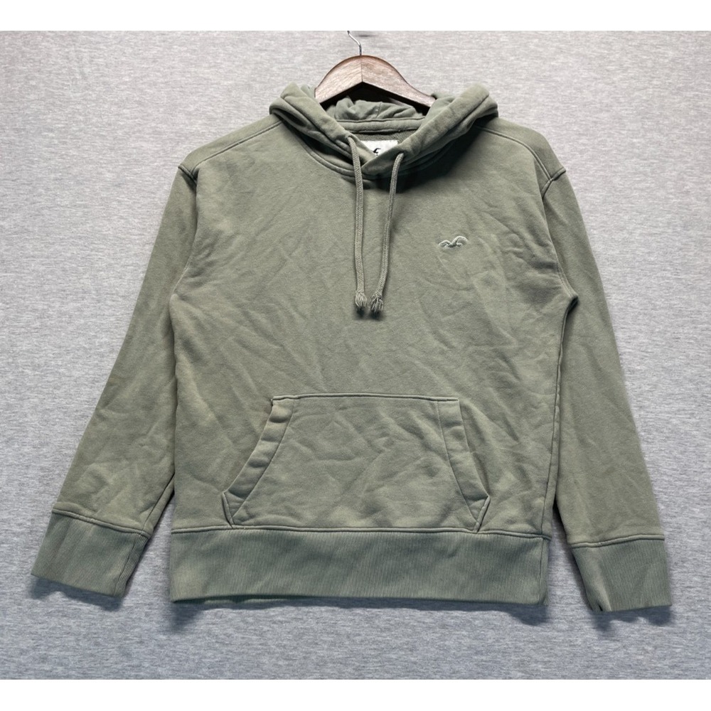 Hollister Must Have Collection Hoodie Womens 2XS Olive Green Logo Ribbed Trim